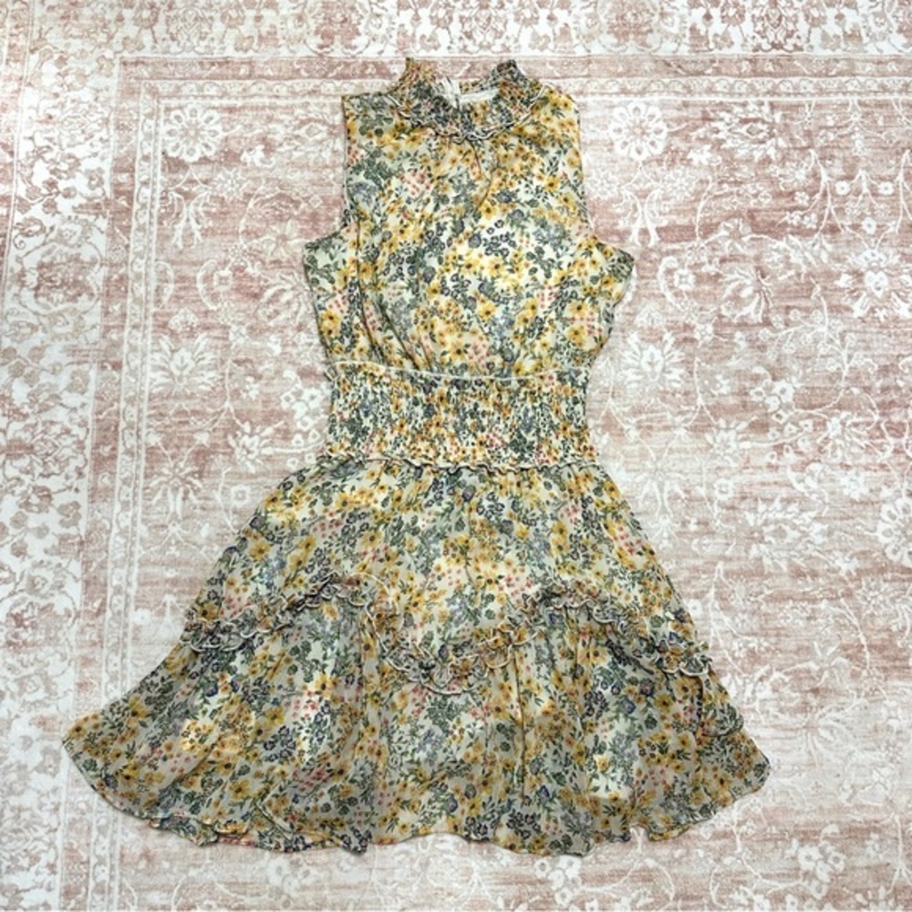 Floral Smocked Ruffle Summer High Neck Minidress 🌻